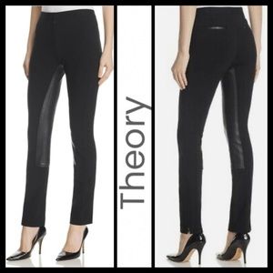 Theory Vegan Leather Trim Riding Ponte Pant